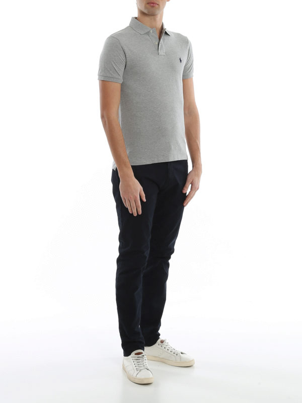 POLO RALPH LAUREN: polo shirts online - Grey pique cotton polo shirt