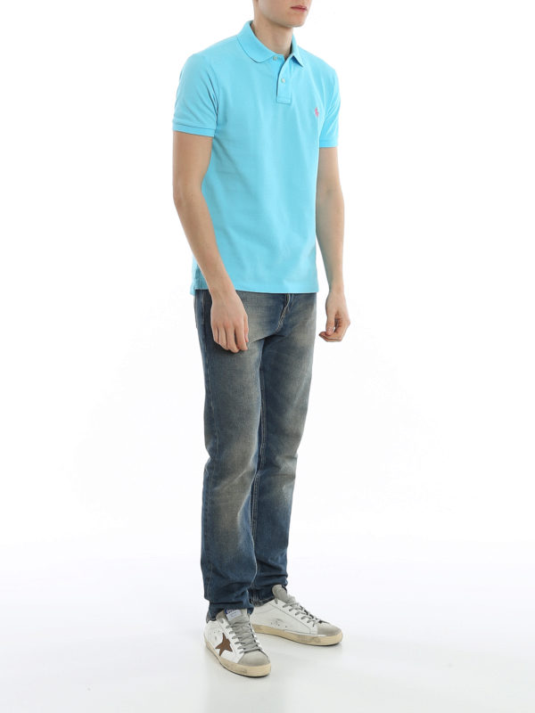 POLO RALPH LAUREN: polo shirts online - Light blue slim polo shirt