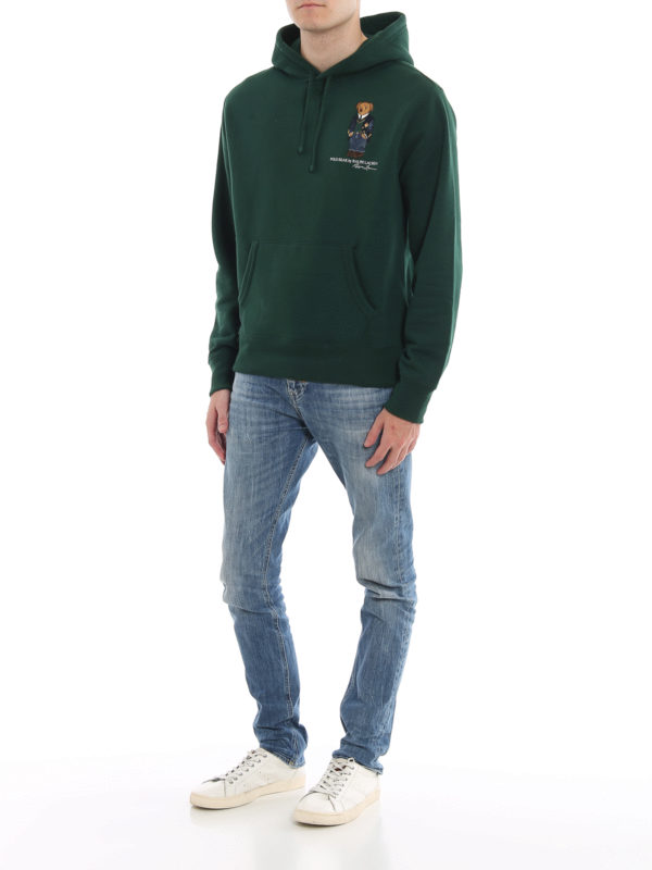 POLO RALPH LAUREN: Sweatshirts & Sweaters online - Polo Bear fleece cotton green hoodie