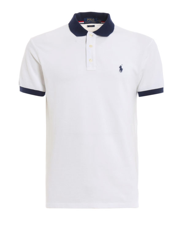 POLO RALPH LAUREN: polo shirts - Pique cotton polo shirt with blue inserts