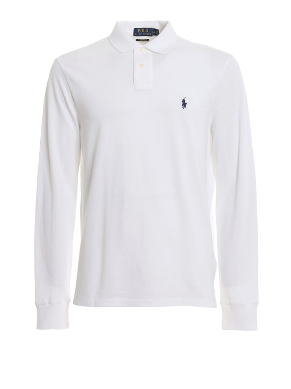 POLO RALPH LAUREN: polo shirts - White long sleeve cotton polo