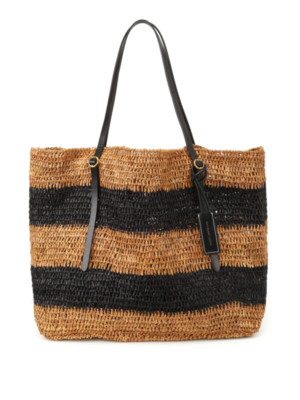 POLO RALPH LAUREN: totes bags - Striped raffia large tote