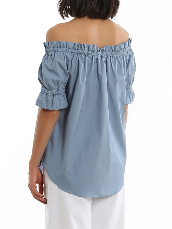 Poplin off the shoulder top shop online: MICHAEL KORS