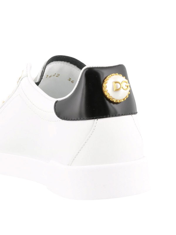 Sneaker Portofino in pelle con maxi perla shop online: DOLCE & GABBANA