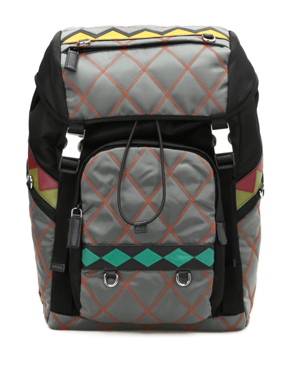 PRADA: backpacks - Quilted multicolour backpack