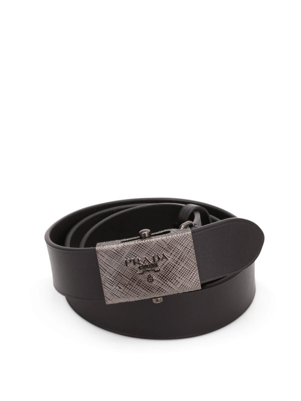 PRADA: Cinturones - Cinturón Negro Para Hombre