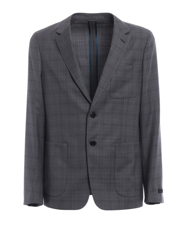 PRADA: blazers - Check wool unstructured blazer