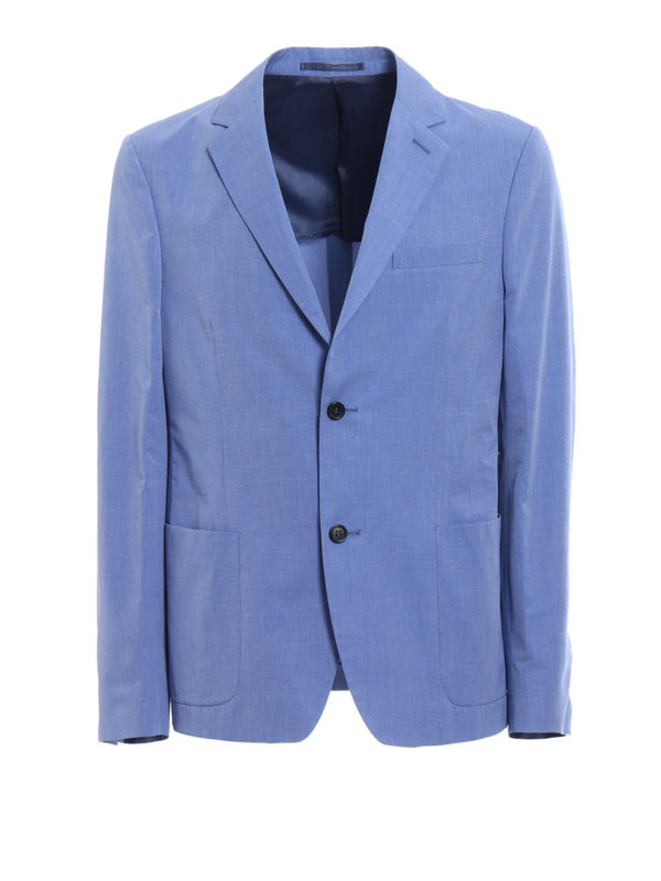 PRADA: blazers - Light blue cotton blazer