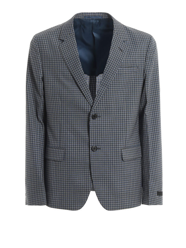 PRADA: blazers - Micro check wool blazer