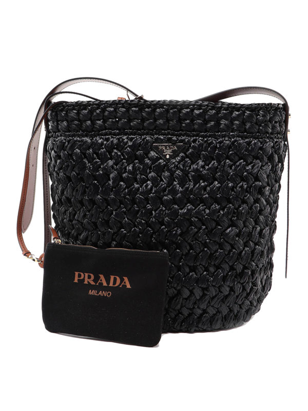PRADA: Bucket bags - Raffia bucket bag