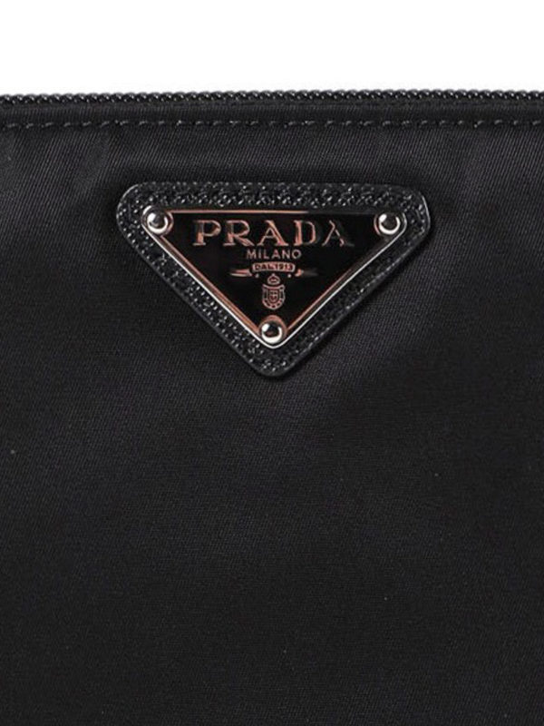 PRADA buy online Logo plaque nylon pouch