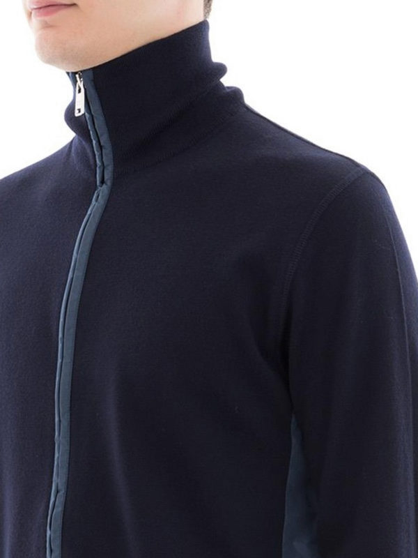 PRADA buy online Nylon inserts wool zipped cardigan