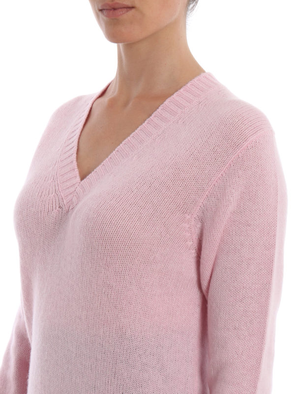 PRADA buy online Pink mélange cashmere V-neck sweater