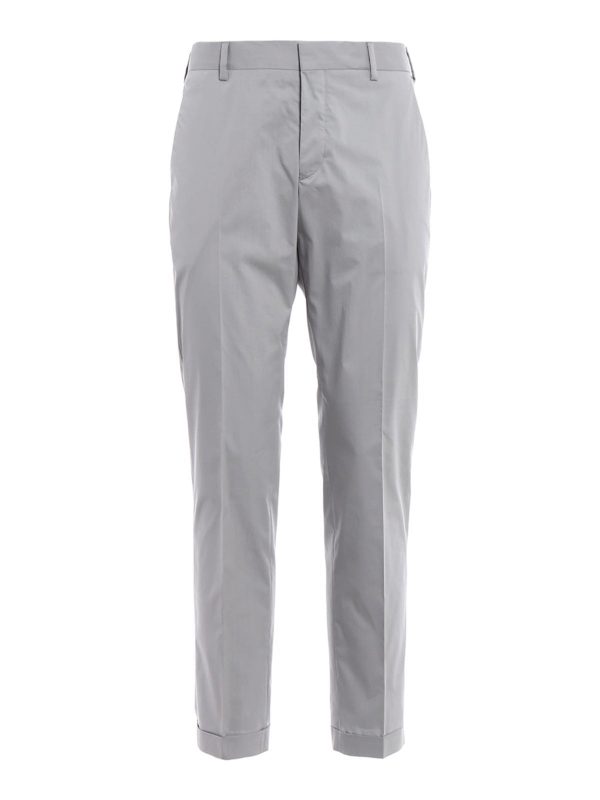 PRADA ダークグレー カジュアルパンツ 中古・古着通販】PRADA (プラダ) CONTRASTING BAND PANTS グレー