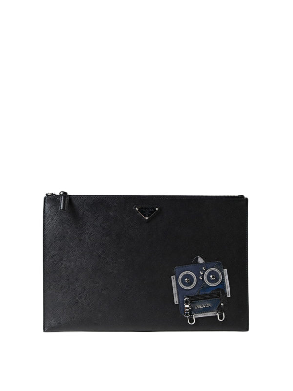 PRADA: clutches - Robot patch saffiano clutch