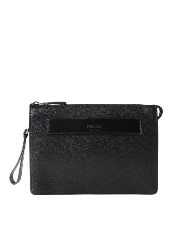 PRADA: clutches - Textured leather clutch