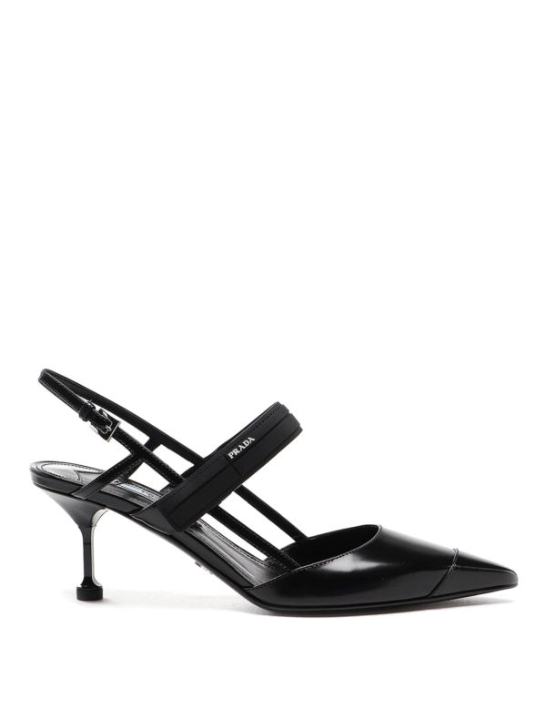 PRADA: court shoes - Rubber strap leather pumps