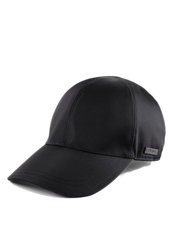 PRADA: hats & caps - Black nylon baseball cap