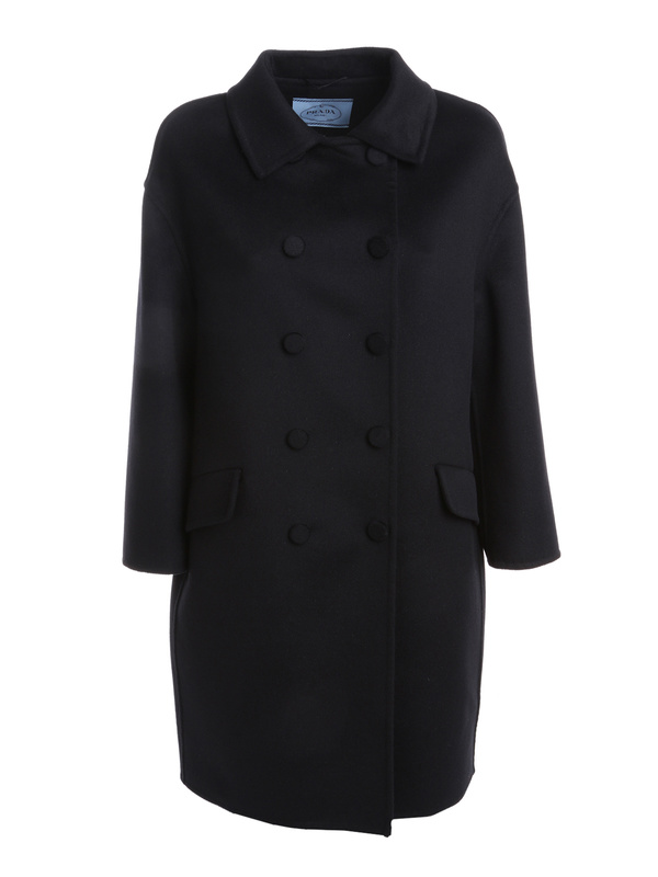 PRADA: knee length coats - Double-breasted coat