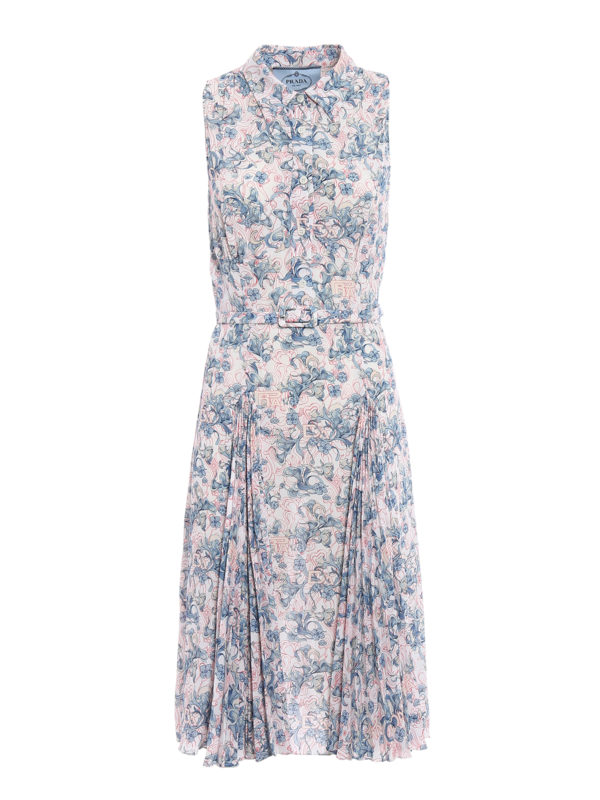 PRADA: knee length dresses - Printed Sablé Lily dress
