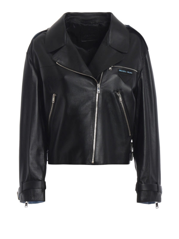 PRADA: Lederjacken - Lederjacke - Schwarz