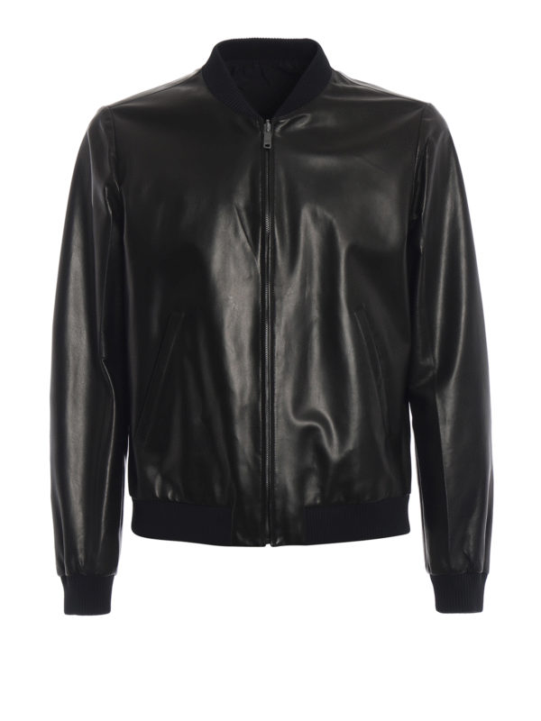 PRADA: Lederjacken - Lederjacke - Schwarz