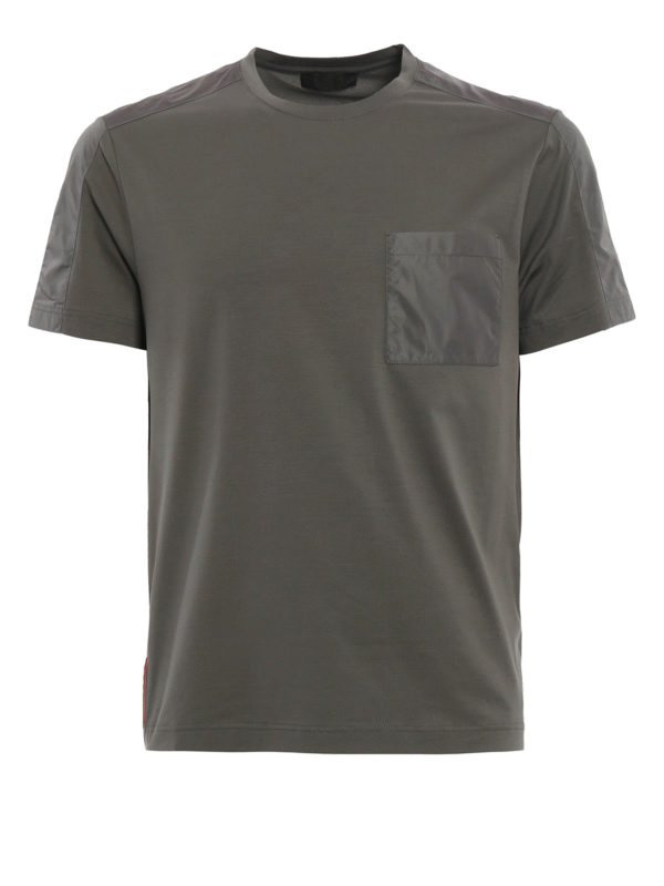 PRADA LINEA ROSSA: t-shirts - Nylon detailed basic Tee