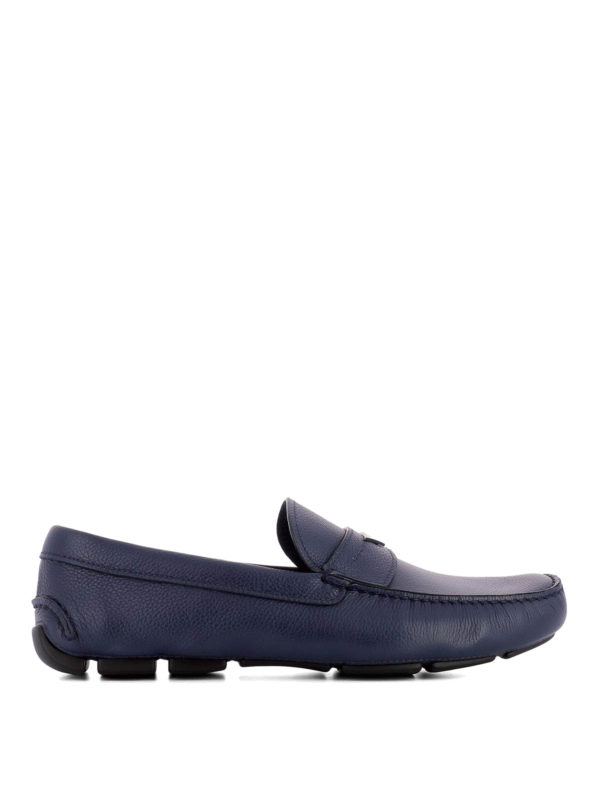 PRADA: Loafers & Slippers - Blue leather driver loafers