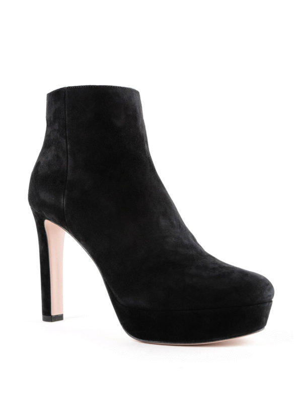 PRADA: ankle boots online - Black suede platform booties