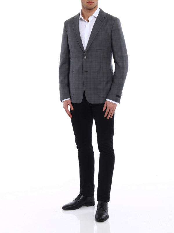 PRADA: blazers online - Check wool unstructured blazer