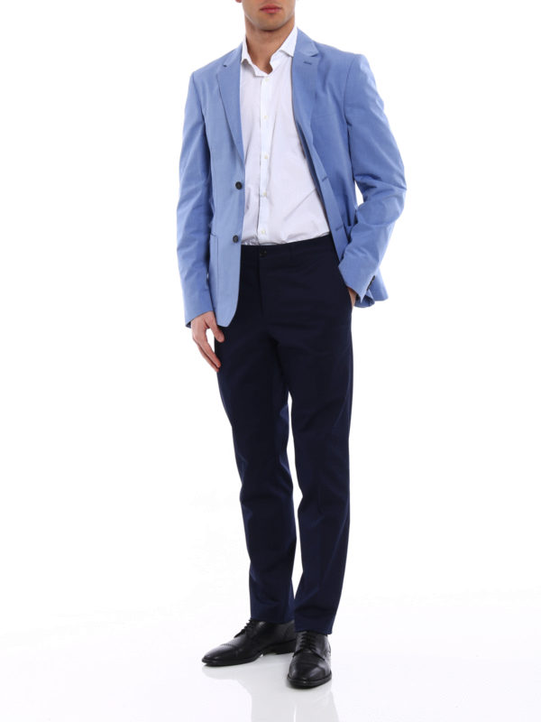 PRADA: blazers online - Light blue cotton blazer
