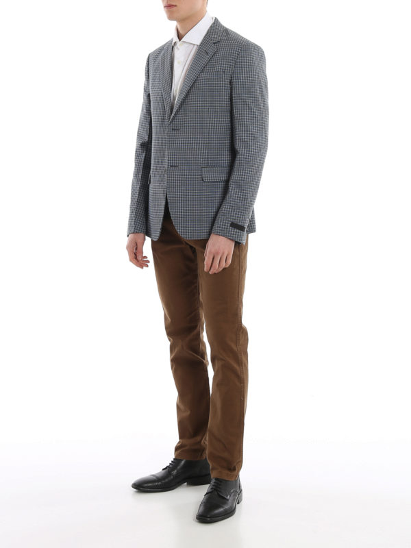 PRADA: blazers online - Micro check wool blazer