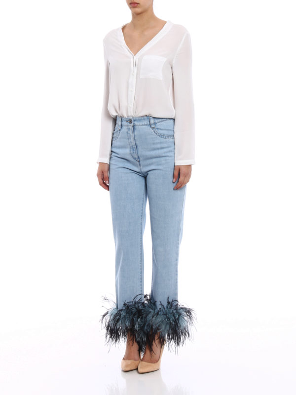 PRADA: Boyfriend online - Feather ankles boyfriend jeans