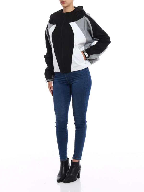 PRADA: casual jackets online - Colour block techno A-line jacket