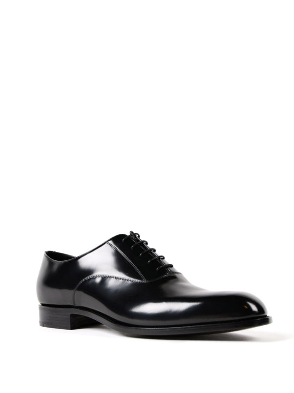 PRADA: classic shoes online - Polished leather Oxford shoes