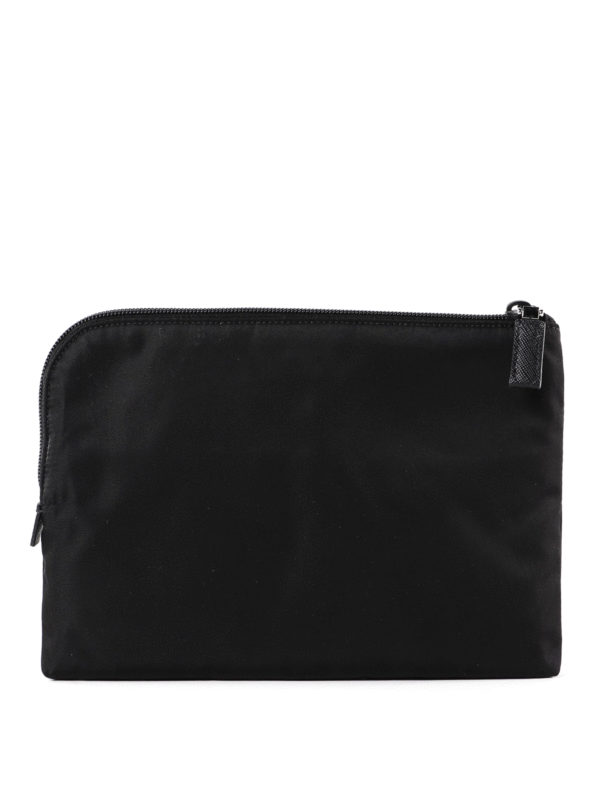 PRADA: clutches online - Logo plaque nylon pouch
