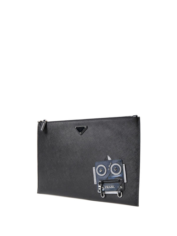 PRADA: clutches online - Robot patch saffiano clutch