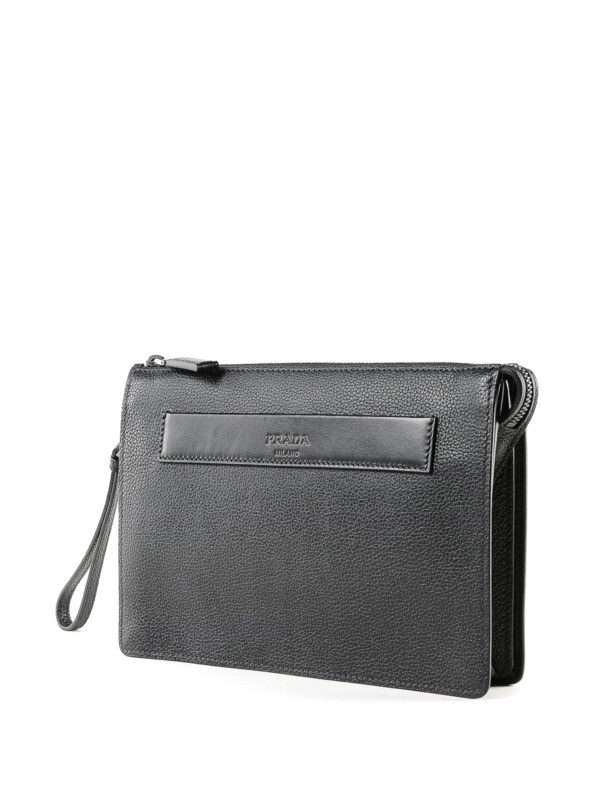 PRADA: clutches online - Textured leather clutch