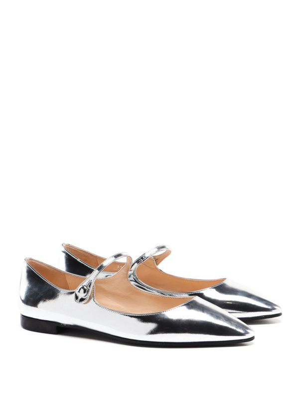 PRADA: flat shoes online - Metallic leather flats