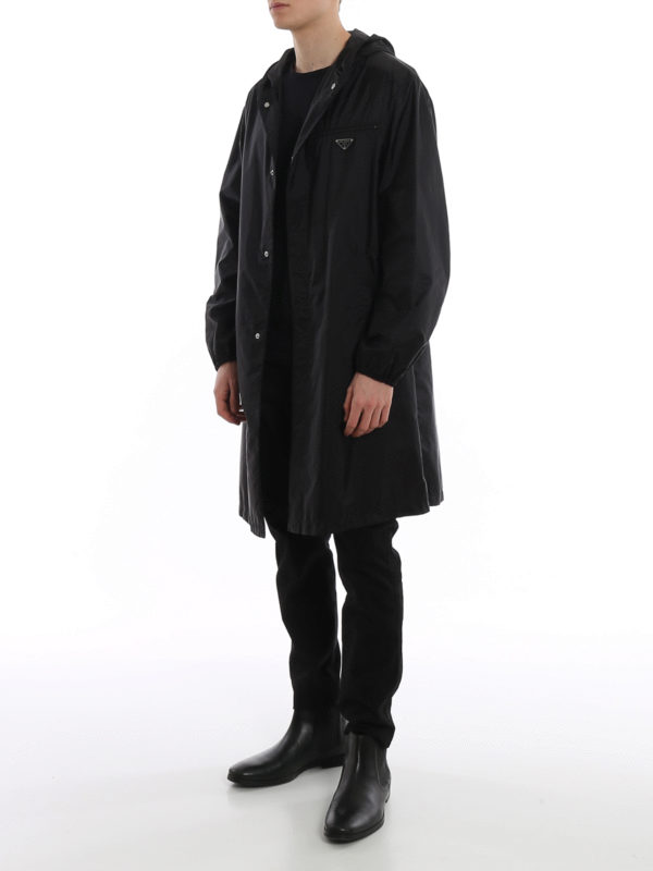 PRADA: knee length coats online - Light nylon raincoat
