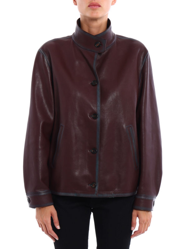PRADA: レザージャケット online - レザージャケット - ダークレッド