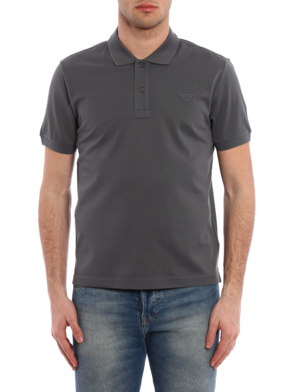PRADA: polo shirts online - Patch cotton pique polo