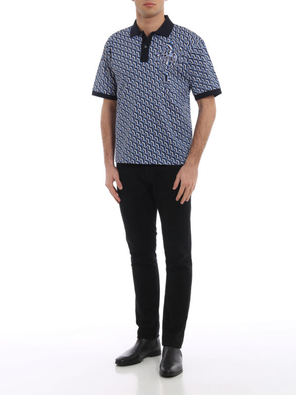 PRADA: polo shirts online - Patterned piqué polo shirt