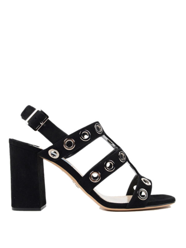 PRADA: sandals online - Suede sandals with grommets