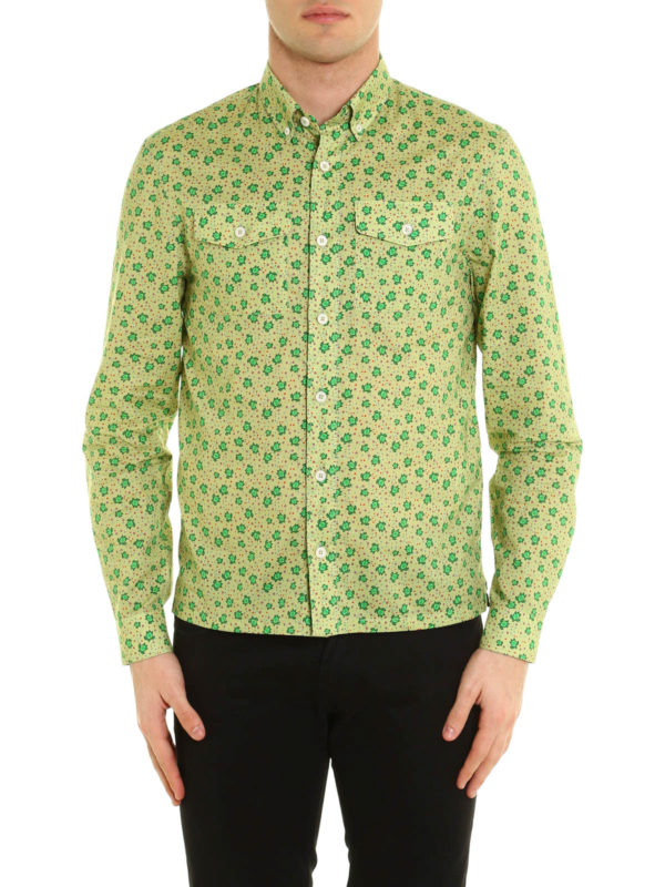 PRADA: shirts online - Turtle print poplin shirt