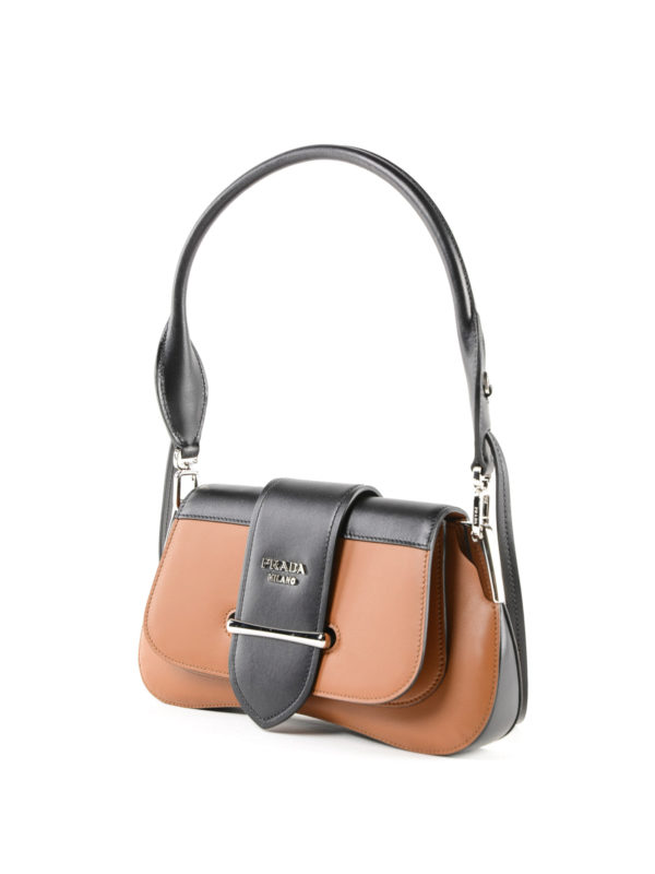 PRADA: shoulder bags online - Sidonie two-tone leather shoulder bag