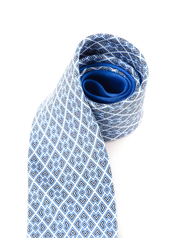 PRADA: ties & bow ties online - Light blue geometric pattern silk tie