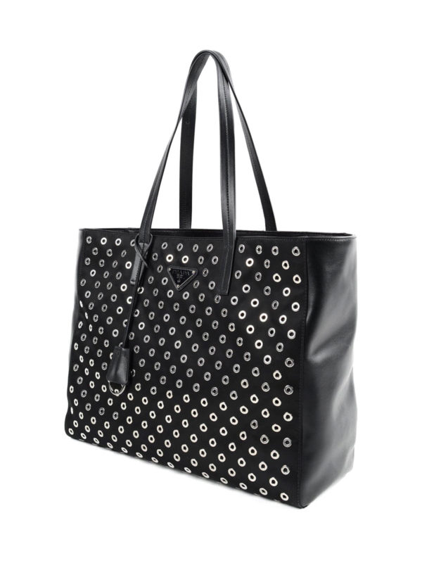 PRADA: totes bags online - Grommet leather bag