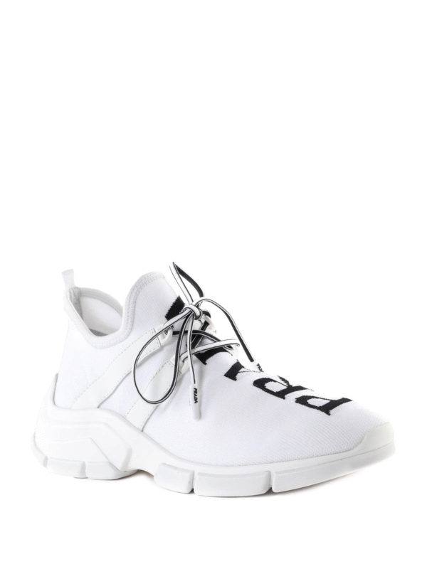 PRADA: trainers online - Mid top knit sneakers