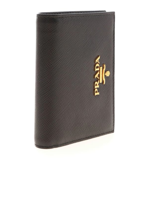 PRADA: wallets & purses online - Logo lettering wallet in black